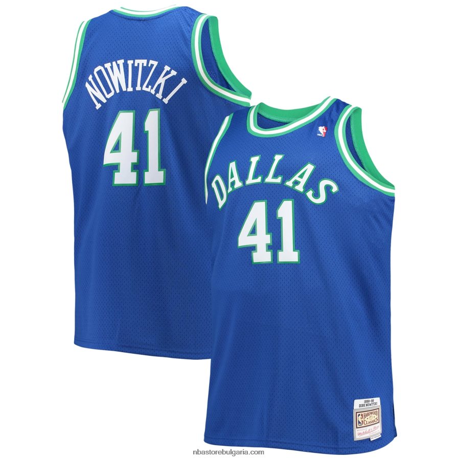 NBA JZ8F021907 dallas mavericks dirk nowitzki mitchell & ness blue big & tall hardwood classics swingman фланелка
