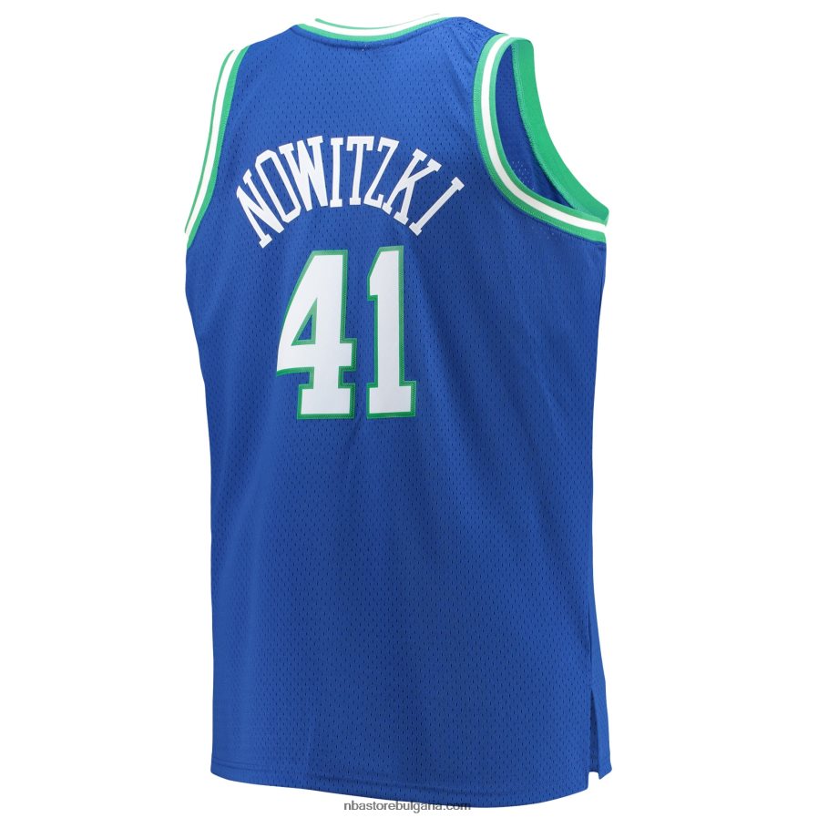NBA JZ8F021907 dallas mavericks dirk nowitzki mitchell & ness blue big & tall hardwood classics swingman фланелка
