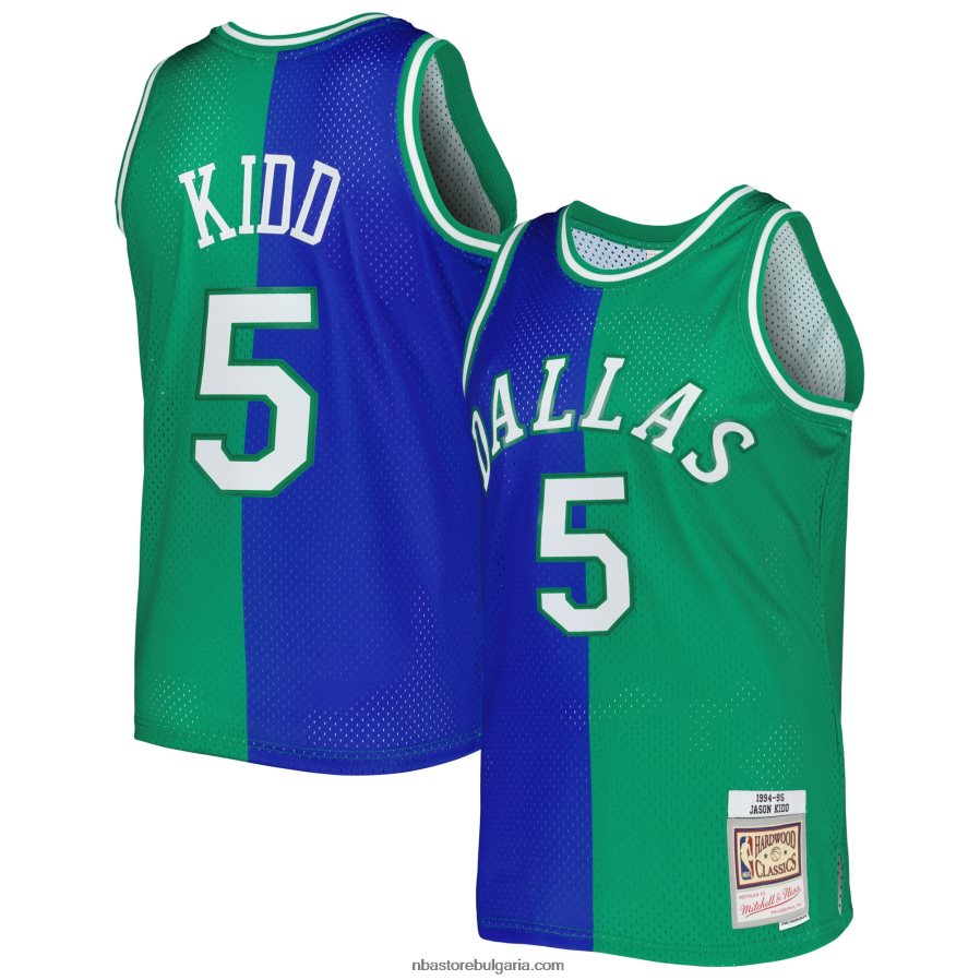 NBA JZ8F023654 dallas mavericks jason kid d mitchell & ness blue/green hardwood classics сплит swingman фланелка