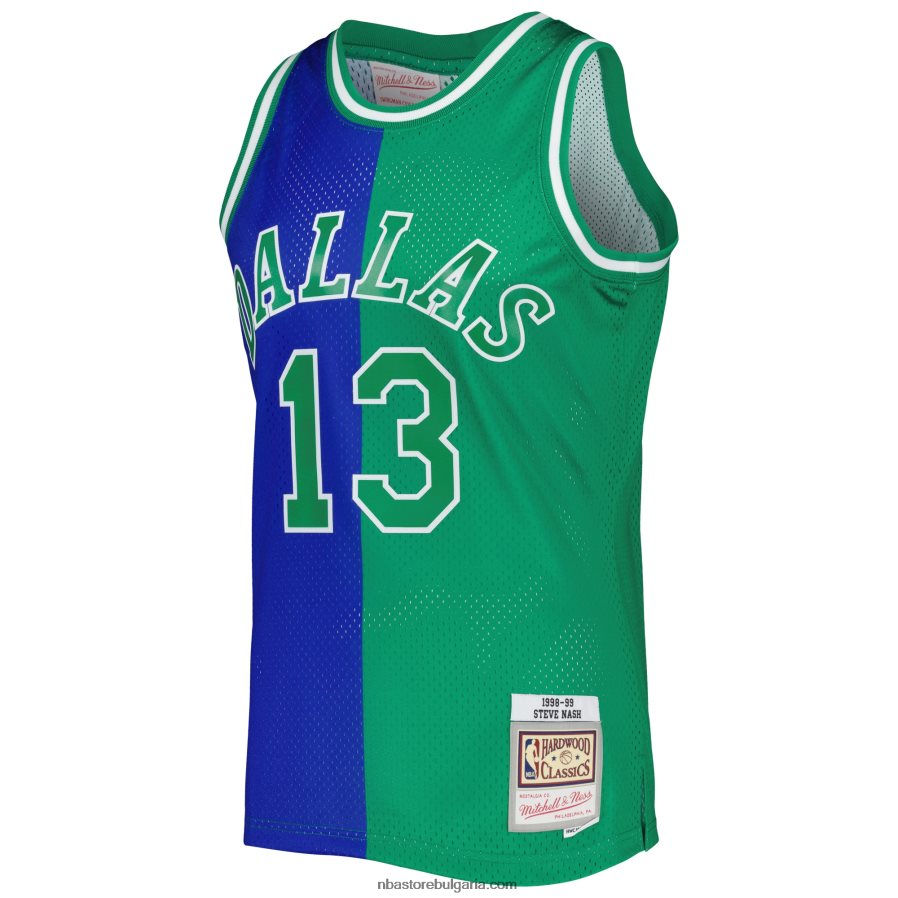 NBA JZ8F025852 dallas mavericks steve nash mitchell & ness blue/green hardwood classics split swingman фланелка
