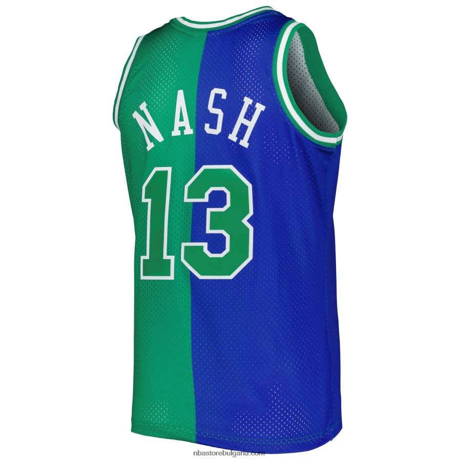 NBA JZ8F025852 dallas mavericks steve nash mitchell & ness blue/green hardwood classics split swingman фланелка