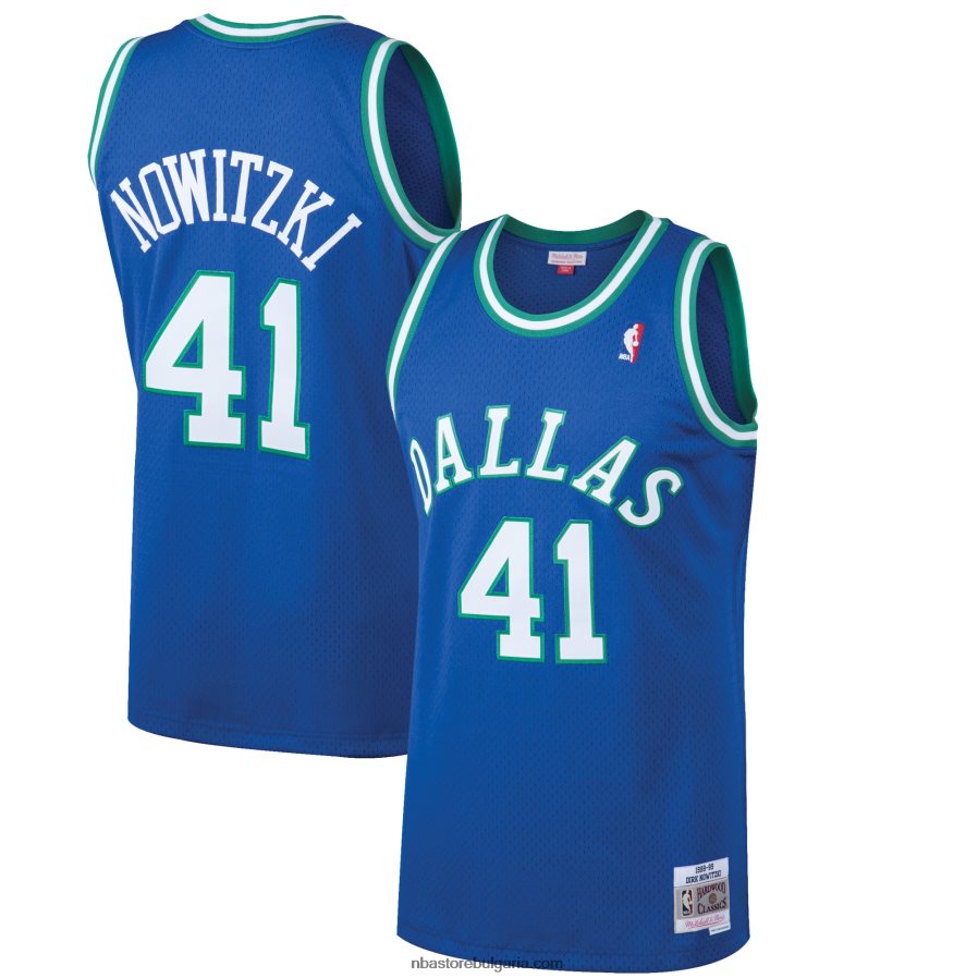 NBA JZ8F02657 dallas mavericks dirk nowitzki mitchell & ness blue hardwood classics swingman фланелка