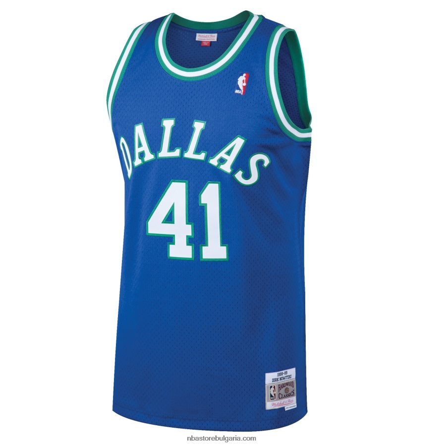 NBA JZ8F02657 dallas mavericks dirk nowitzki mitchell & ness blue hardwood classics swingman фланелка
