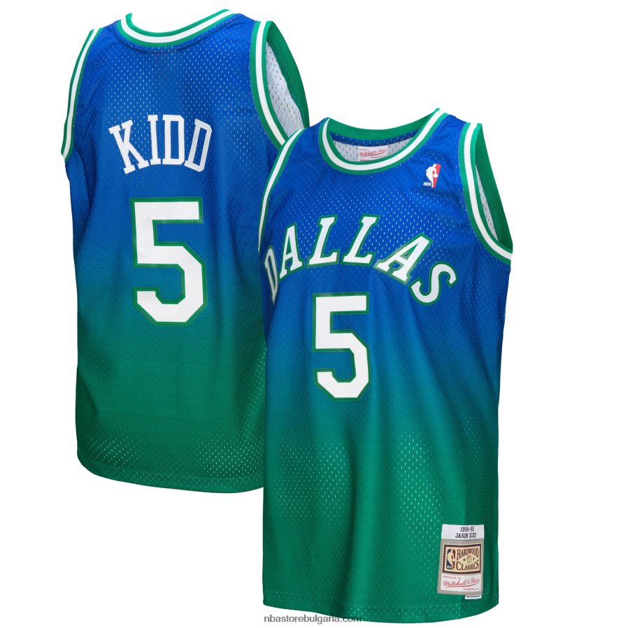 NBA JZ8F026736 dallas mavericks jason kid d green/navy hardwood classics fadeaway swingman player фланелка