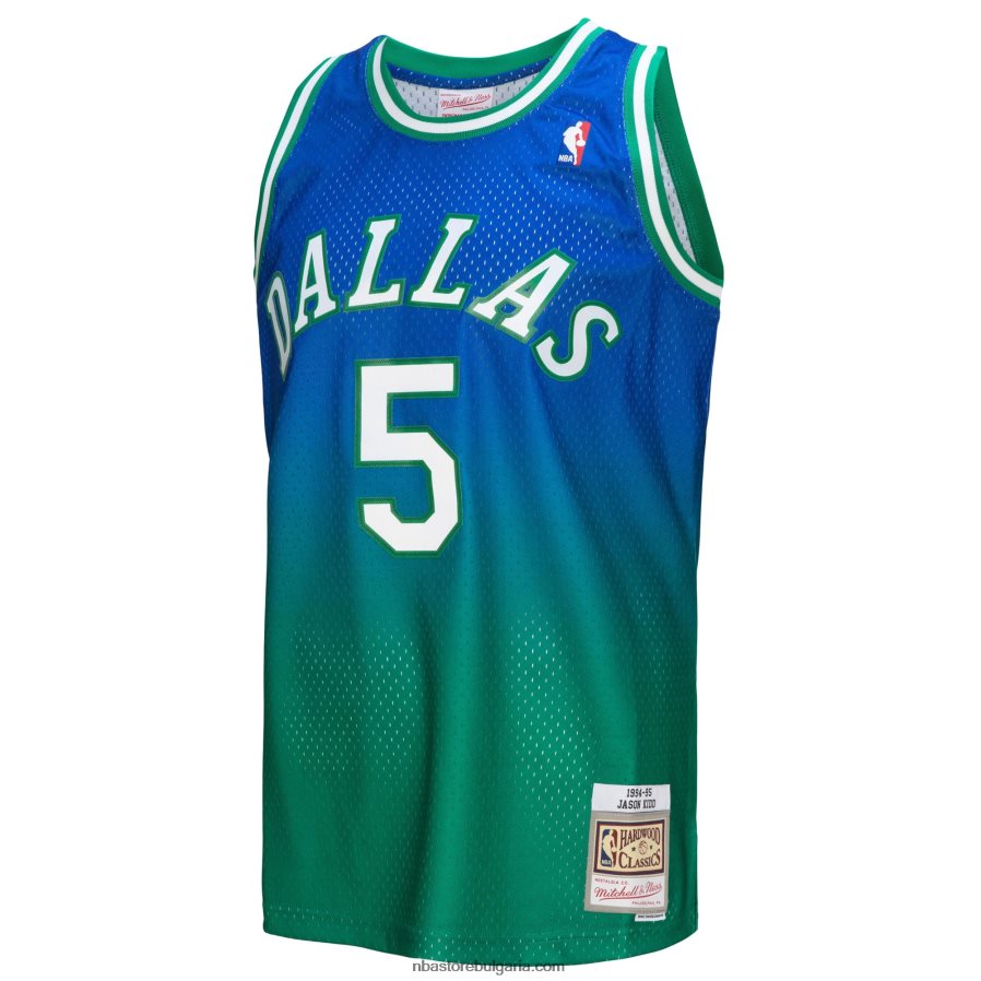 NBA JZ8F026736 dallas mavericks jason kid d green/navy hardwood classics fadeaway swingman player фланелка