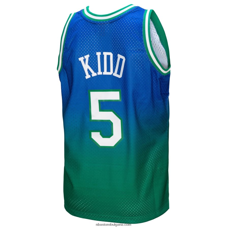 NBA JZ8F026736 dallas mavericks jason kid d green/navy hardwood classics fadeaway swingman player фланелка