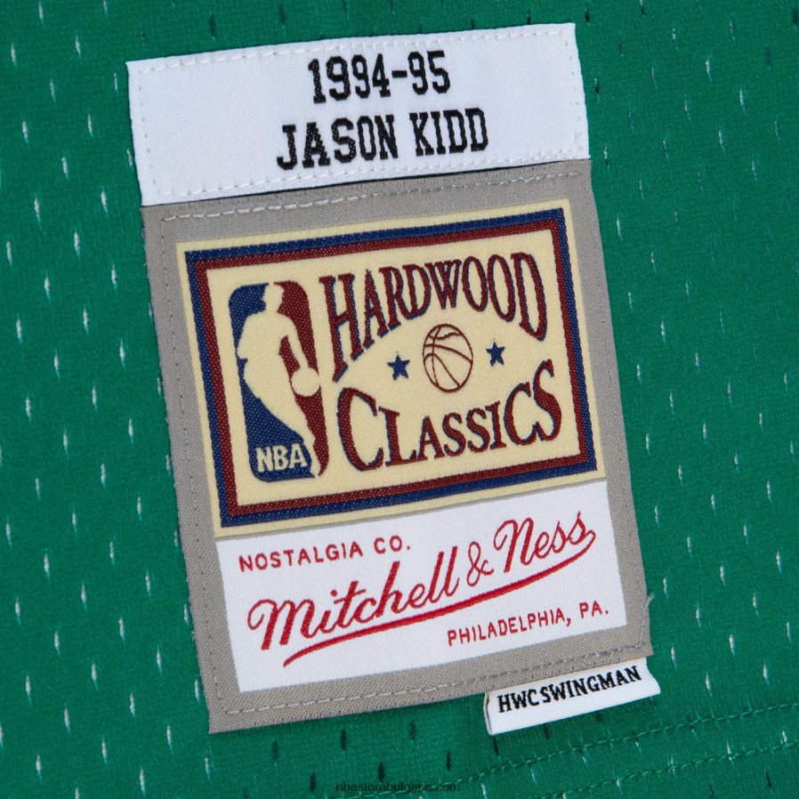 NBA JZ8F026736 dallas mavericks jason kid d green/navy hardwood classics fadeaway swingman player фланелка