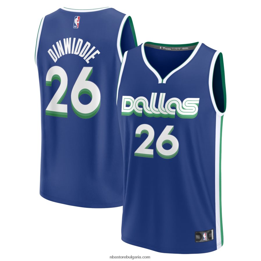 NBA JZ8F026828 Далас Маверикс Спенсър Динуиди синя фланелка за бърз пробив