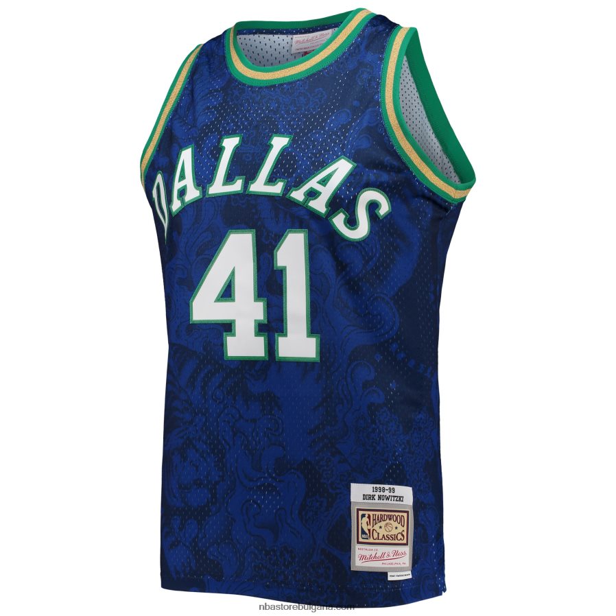 NBA JZ8F027951 dallas mavericks dirk nowitzki mitchell & ness blue hardwood classics лунна нова година swingman фланелка