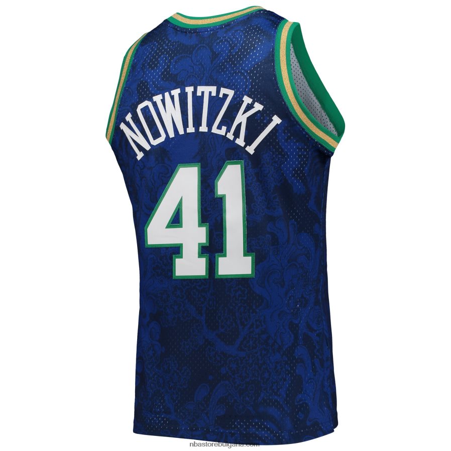 NBA JZ8F027951 dallas mavericks dirk nowitzki mitchell & ness blue hardwood classics лунна нова година swingman фланелка