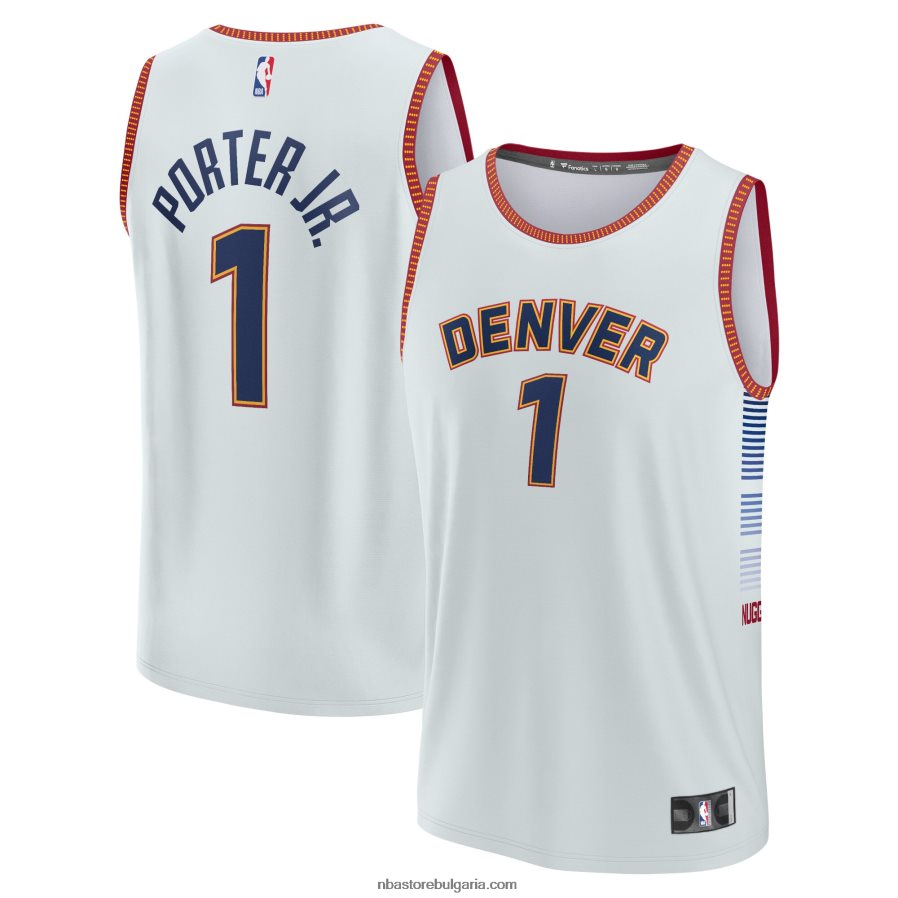 NBA JZ8F021015 Денвър Нъгетс Майкъл Портър мл. сребърна фланелка за бърз пробег