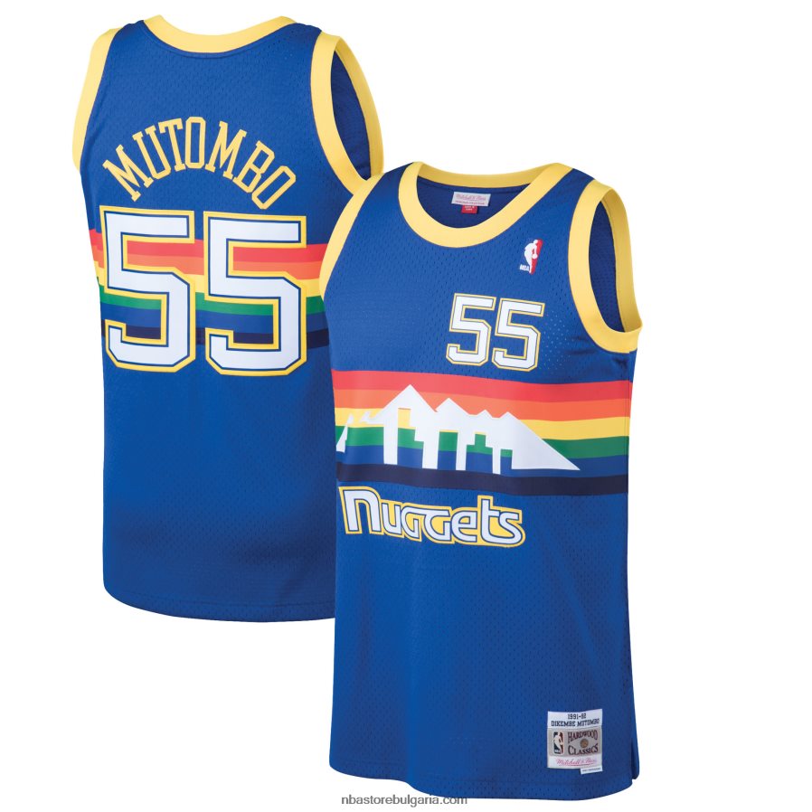NBA JZ8F02144 denver nuggets dikembe mutombo mitchell & ness blue hardwood classics swingman фланелка