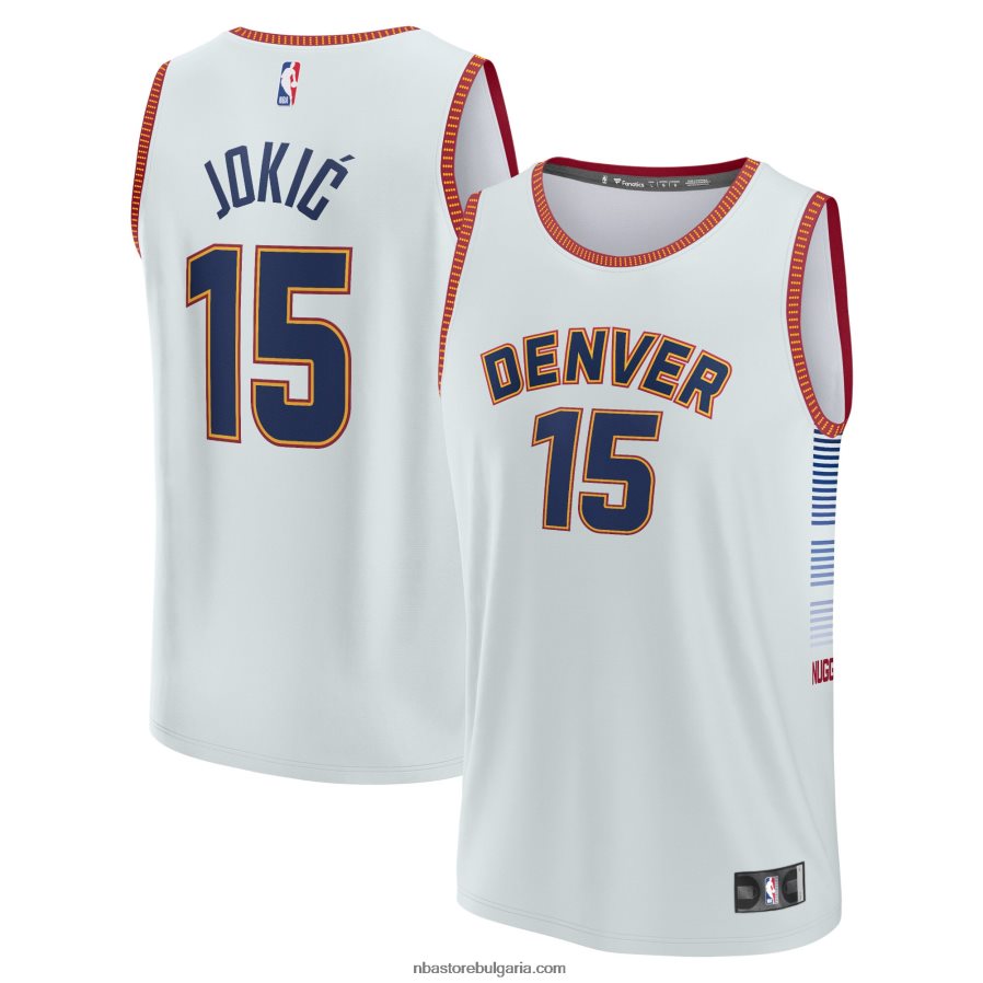 NBA JZ8F021668 Денвър Нъгетс Никола Йокич сребърна фланелка за бърз брейк