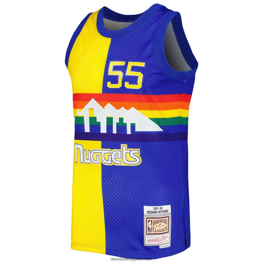 NBA JZ8F02235 denver nuggets dikembe mutombo mitchell & ness royal/gold hardwood classics split swingman фланелка
