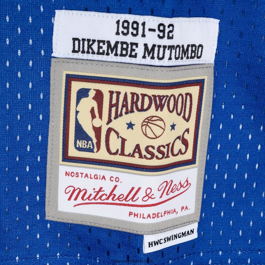 NBA JZ8F02235 denver nuggets dikembe mutombo mitchell & ness royal/gold hardwood classics split swingman фланелка