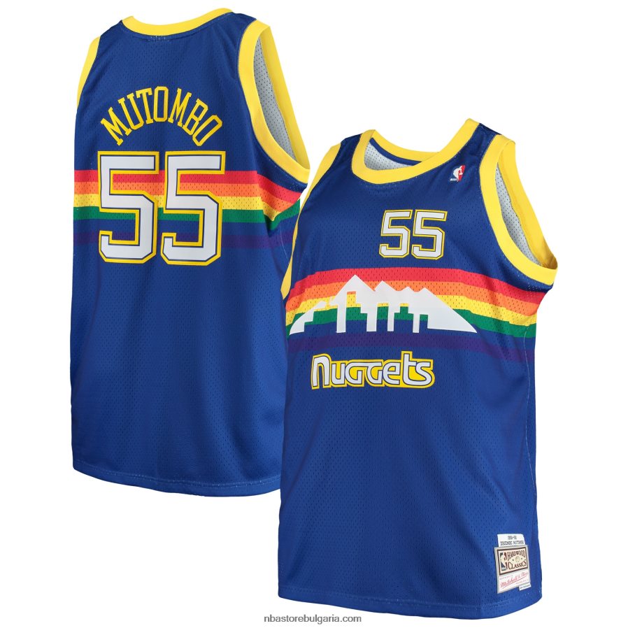 NBA JZ8F023186 denver nuggets dikembe mutombo mitchell & ness royal big & tall hardwood classics фланелка