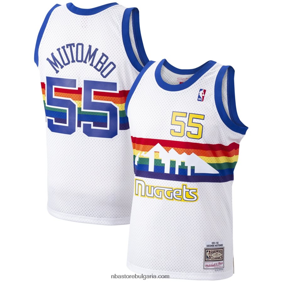 NBA JZ8F023618 denver nuggets dikembe mutombo mitchell & ness white hardwood classics swingman player фланелка