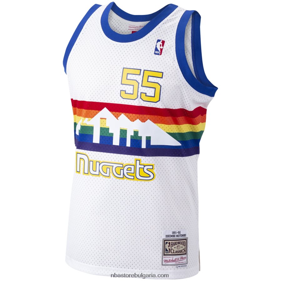 NBA JZ8F023618 denver nuggets dikembe mutombo mitchell & ness white hardwood classics swingman player фланелка