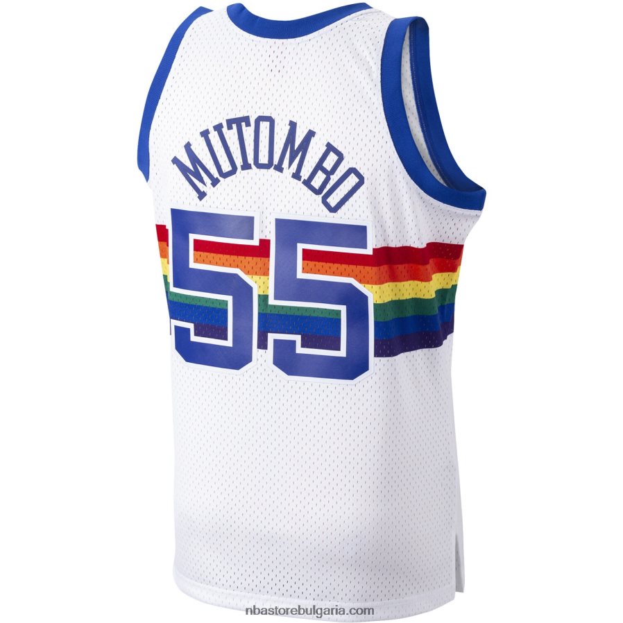 NBA JZ8F023618 denver nuggets dikembe mutombo mitchell & ness white hardwood classics swingman player фланелка