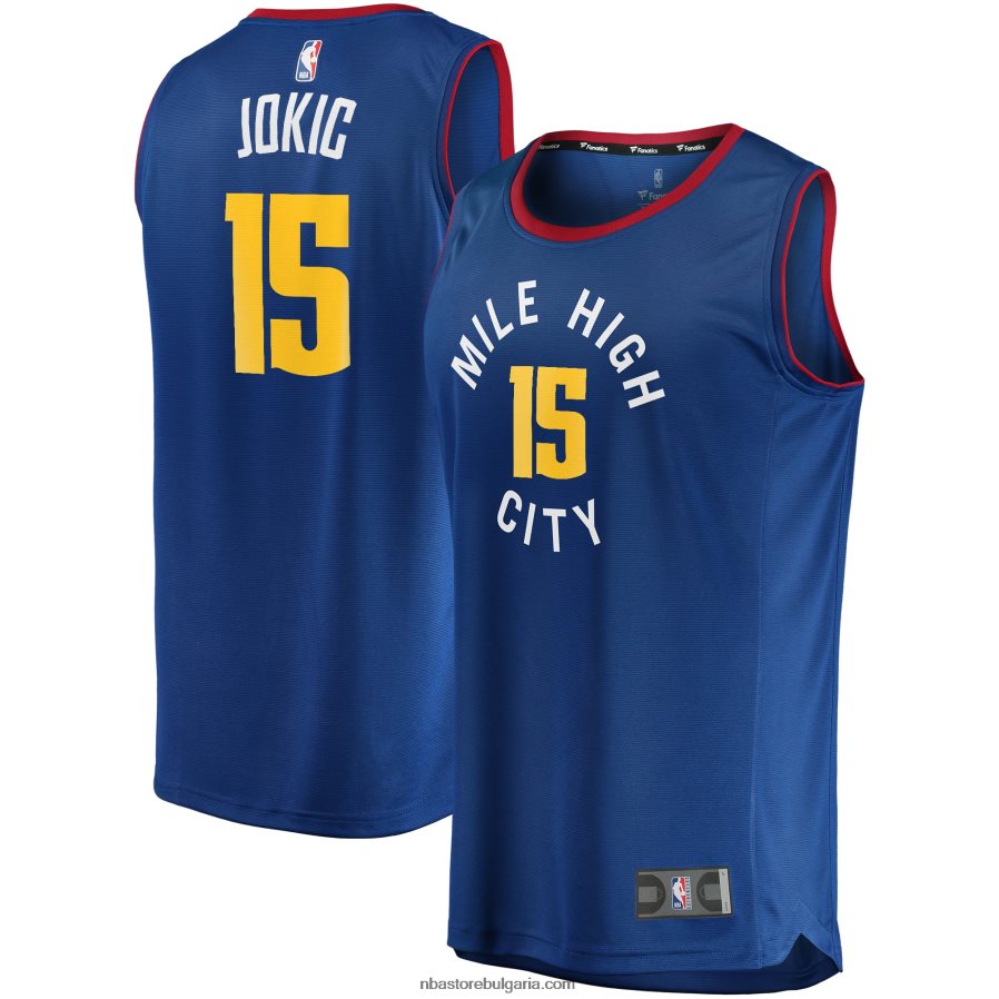 NBA JZ8F025194 Денвър Нъгетс Никола Йокич синя фланелка за реплика на играч за бърз брейк