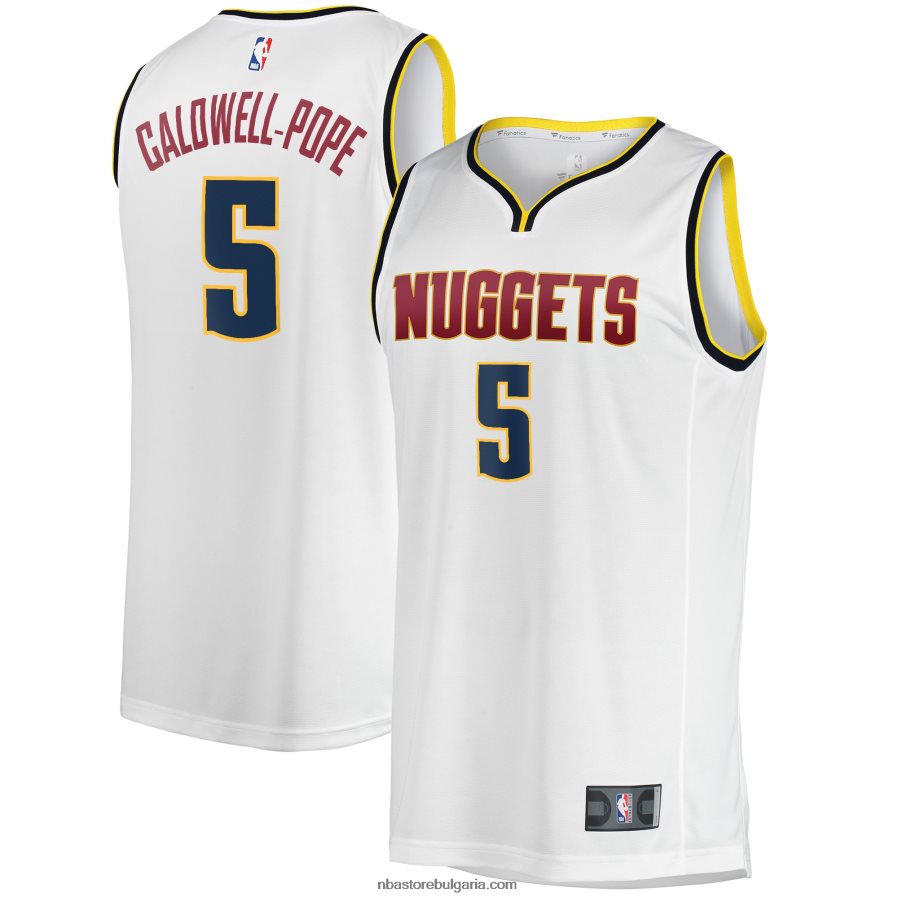NBA JZ8F025416 denver nuggets kentavious caldwell-pope бяла фланелка на играч за бързо прекъсване