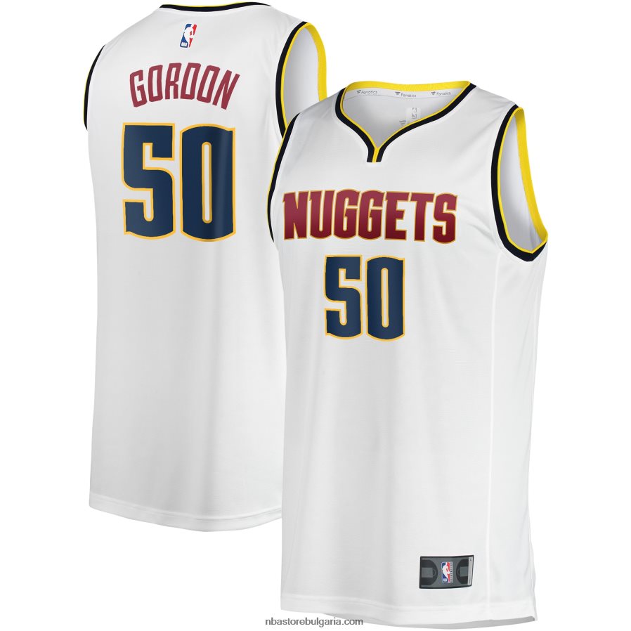 NBA JZ8F026595 Денвър Нъгетс Арън Гордън Уайт фланелка на играч за бърз брейк