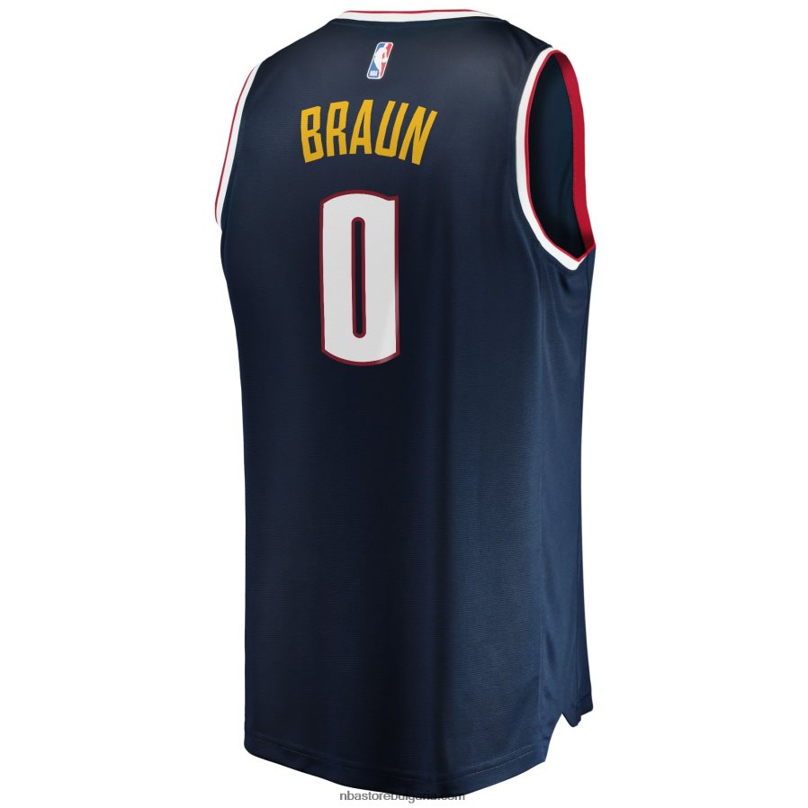 NBA JZ8F02702 denver nuggets christian braun navy draft първия рунд pick fast break реплика фланелка на играч