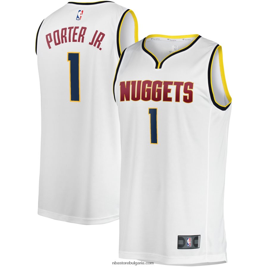 NBA JZ8F027096 Денвър Нъгетс Майкъл Портър мл. бяла фланелка на играч за бързо прекъсване