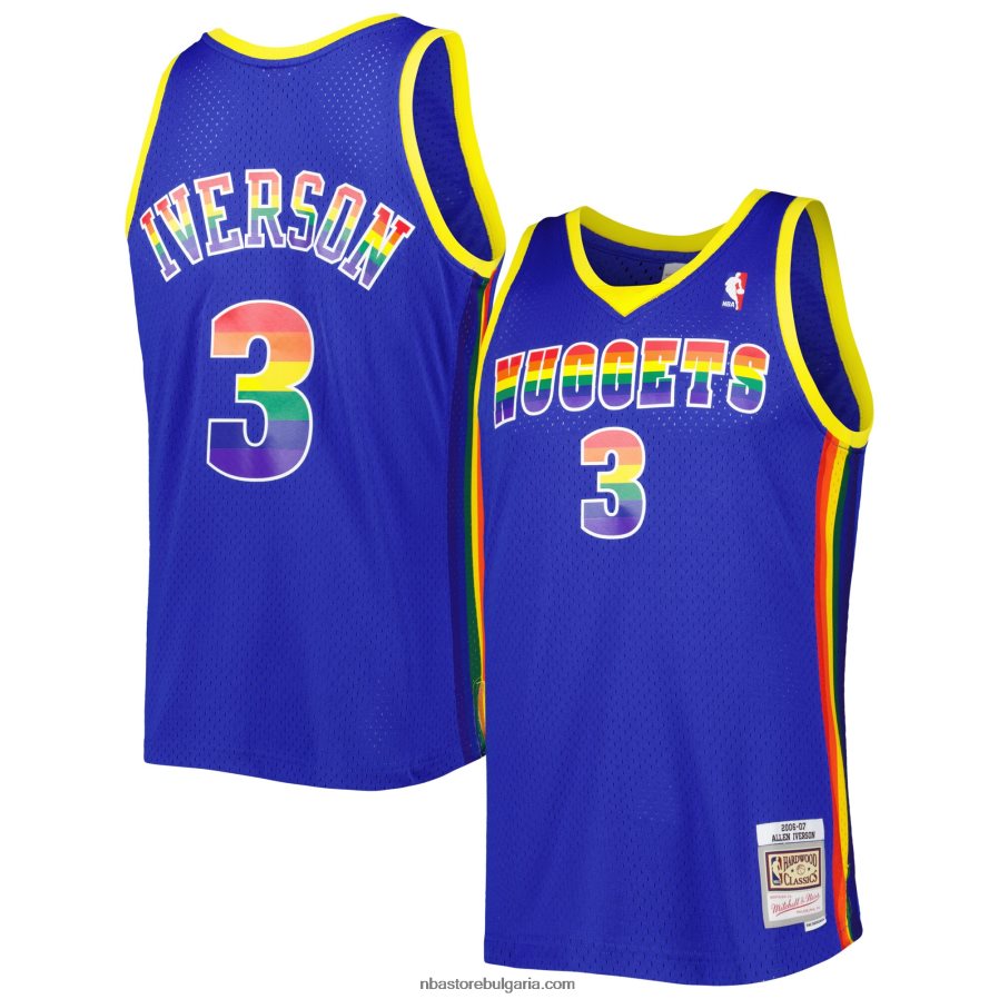 NBA JZ8F027752 denver nuggets allen iverson royal hardwood classics reload 3.0 swingman фланелка