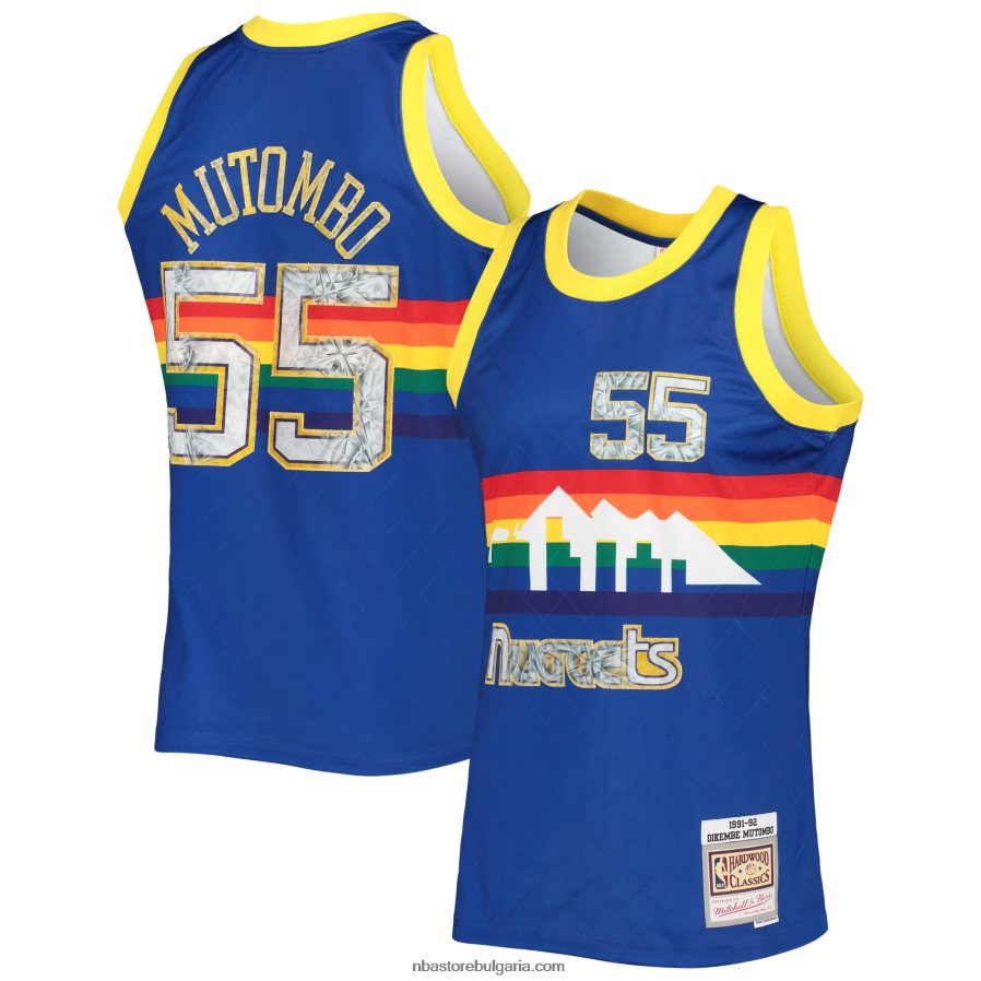 NBA JZ8F028480 denver nuggets dikembe mutombo royal hardwood classics 75th юбилей диамантена фланелка swingman