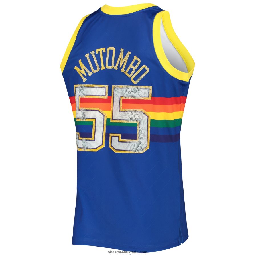 NBA JZ8F028480 denver nuggets dikembe mutombo royal hardwood classics 75th юбилей диамантена фланелка swingman