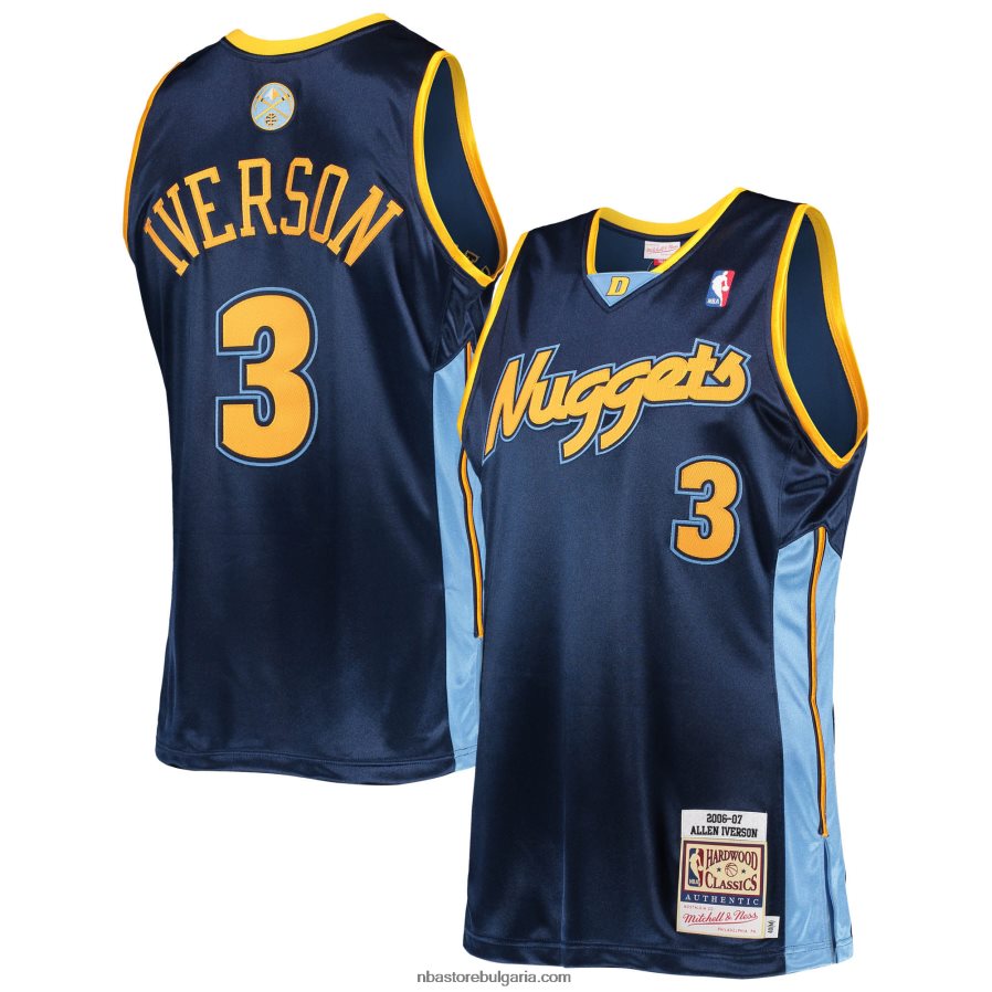 NBA JZ8F028604 denver nuggets allen iverson mitchell & ness navy hardwood classics автентична фланелка 2006