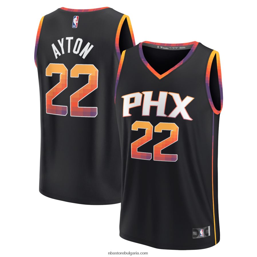 NBA JZ8F021000 Phoenix Suns Deandre Ayton черна фланелка на играч за бързо прекъсване