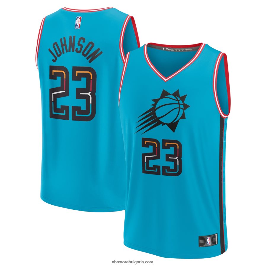 NBA JZ8F021723 phoenix suns cameron johnson тюркоазена фланелка за бърз пробив