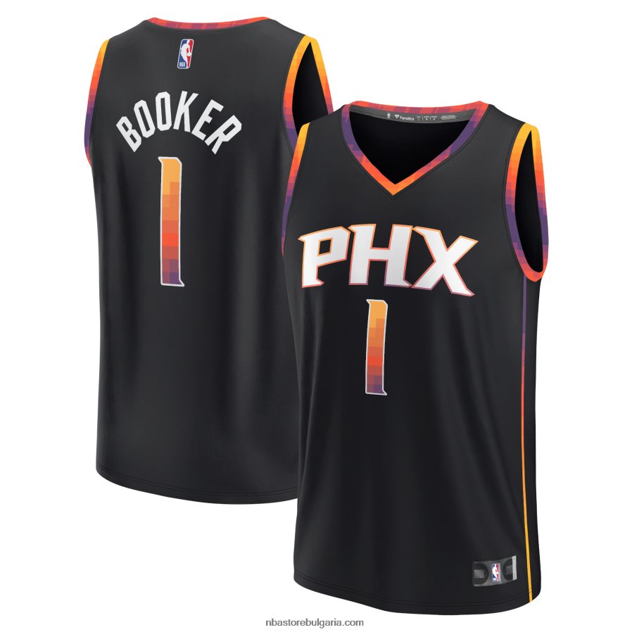 NBA JZ8F0221 феникс сънс девин букър черна фланелка на играч за бързо прекъсване