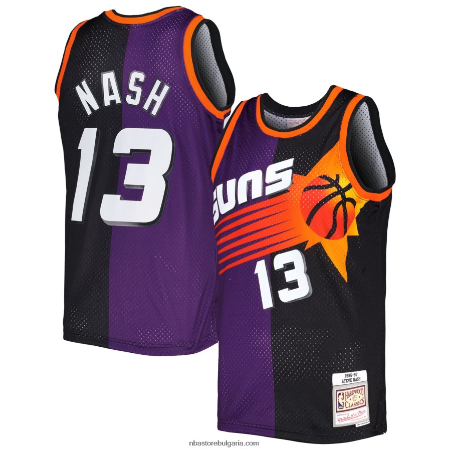 NBA JZ8F02476 phoenix suns steve nash mitchell & ness purple/black hardwood classics split swingman фланелка