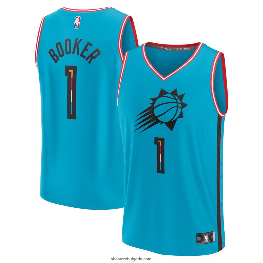 NBA JZ8F0252 phoenix suns devin booker тюркоаз файстбрейк фланелка