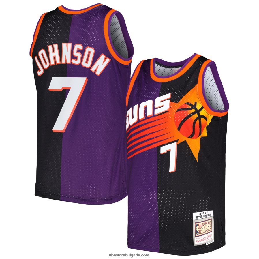 NBA JZ8F025454 phoenix suns kevin johnson mitchell & ness purple/black hardwood classics split swingman фланелка