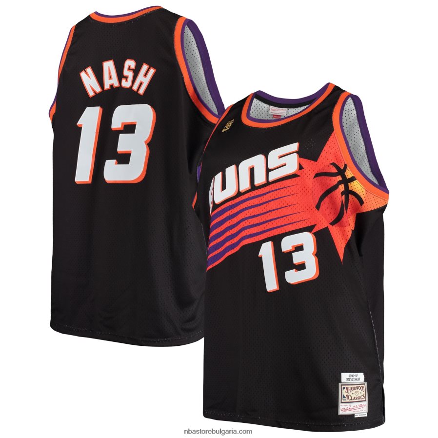 NBA JZ8F02597 phoenix suns steve nash mitchell & ness черно голямо и високо класическо трико от твърда дървесина