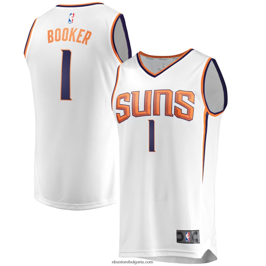 NBA JZ8F026074 phoenix suns devin booker бяла фланелка за бързо прекъсване реплика