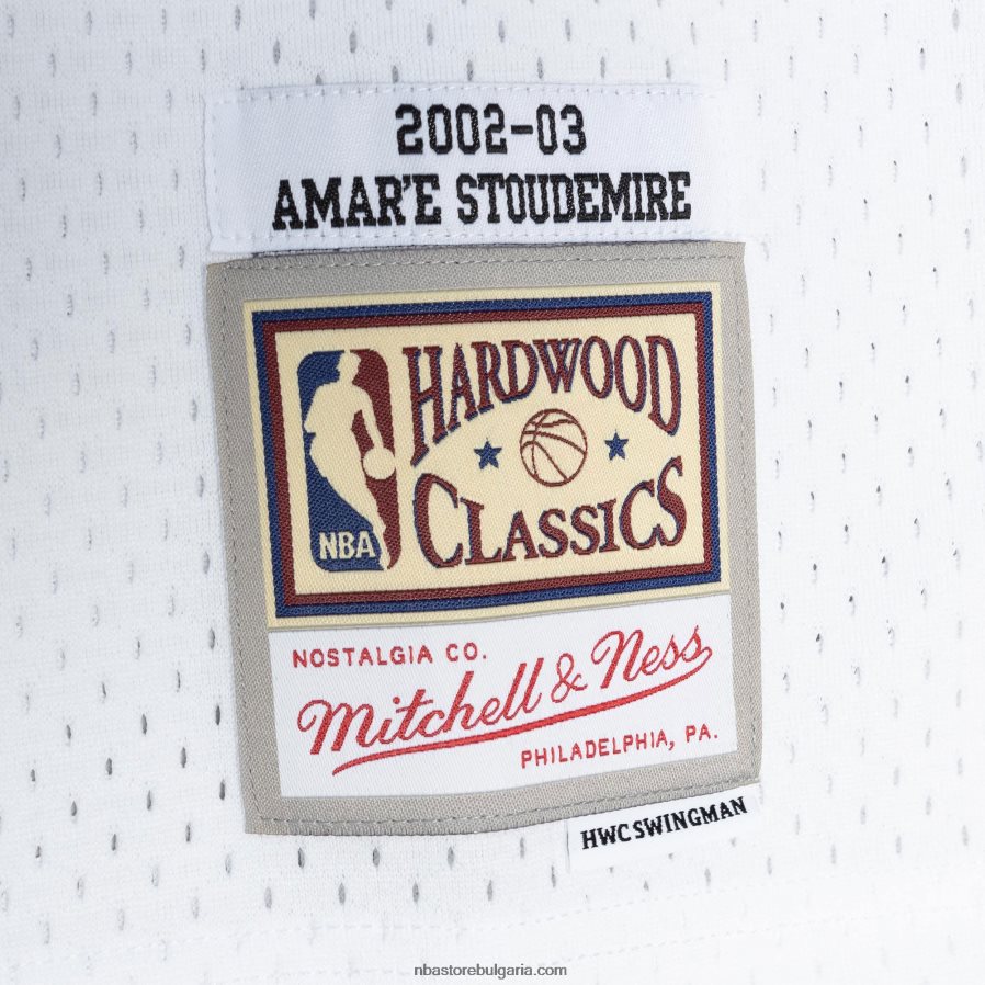 NBA JZ8F027282 phoenix suns amar\'e stoudemire mitchell & ness white hardwood classics swingman фланелка
