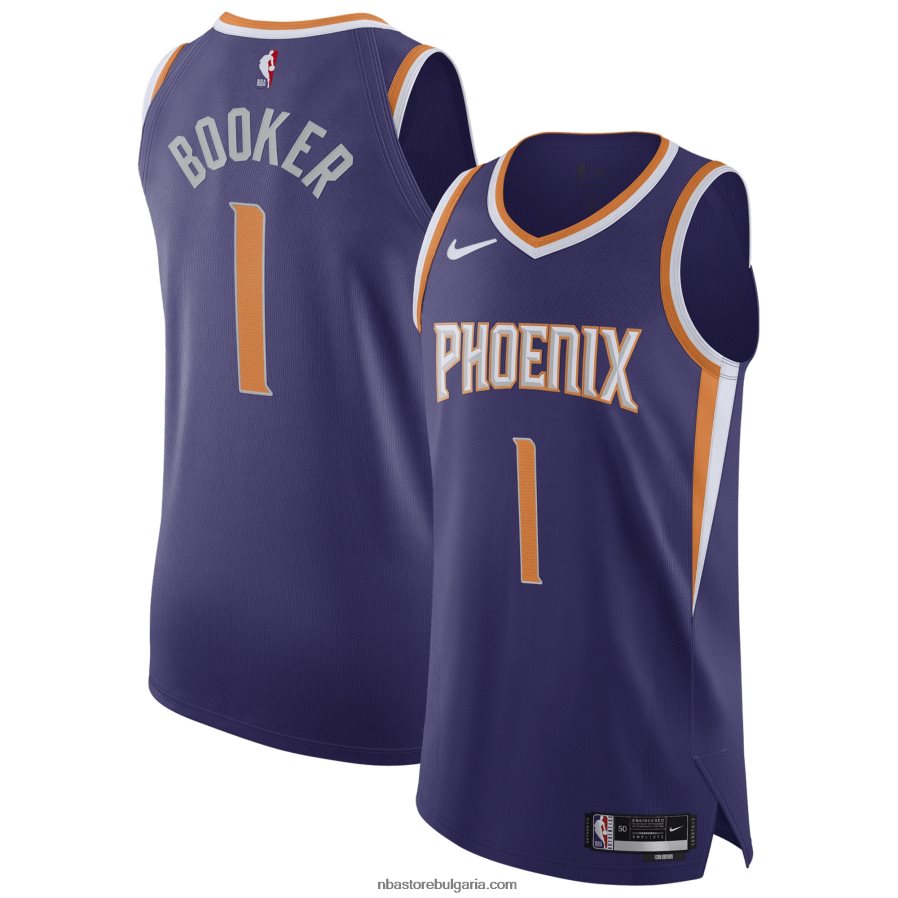 NBA JZ8F02728 феникс сънс девин букър nike лилаво автентично фланелка на играч