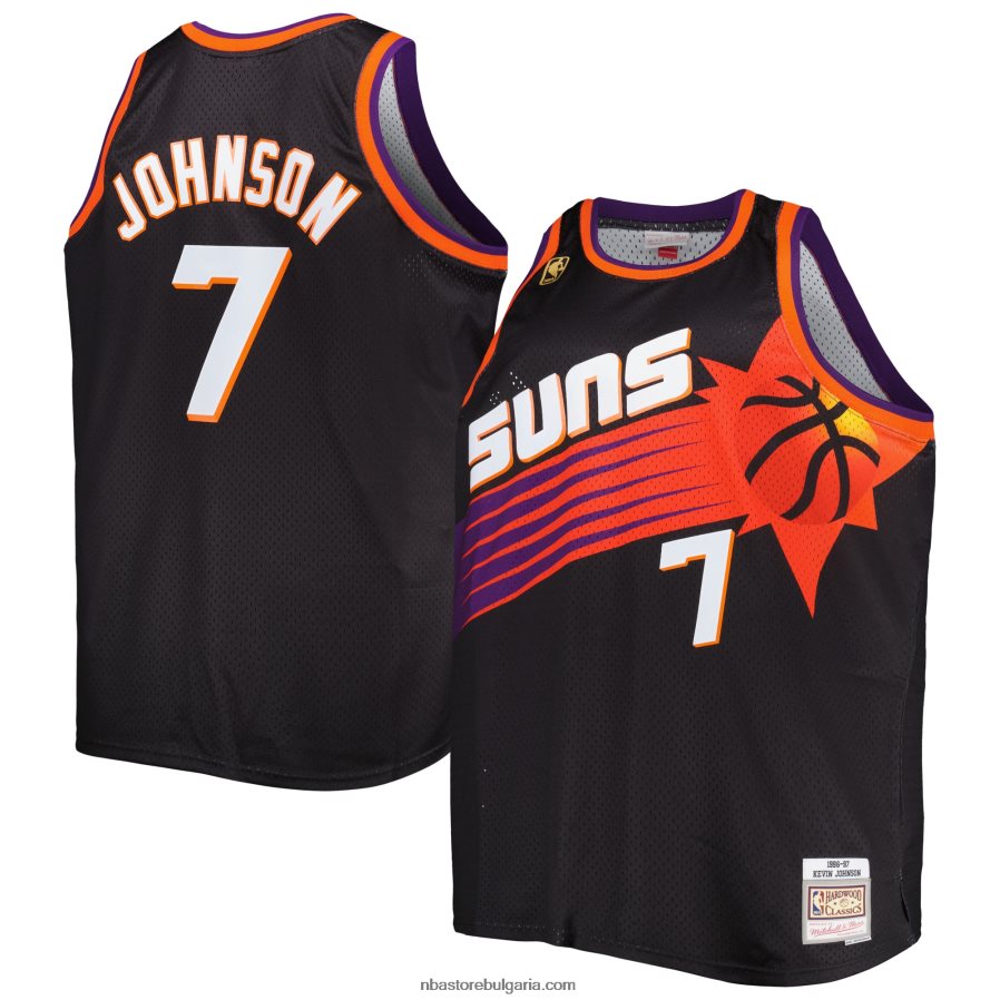 NBA JZ8F027835 phoenix suns kevin johnson mitchell & ness black big & tall hardwood classics swingman фланелка