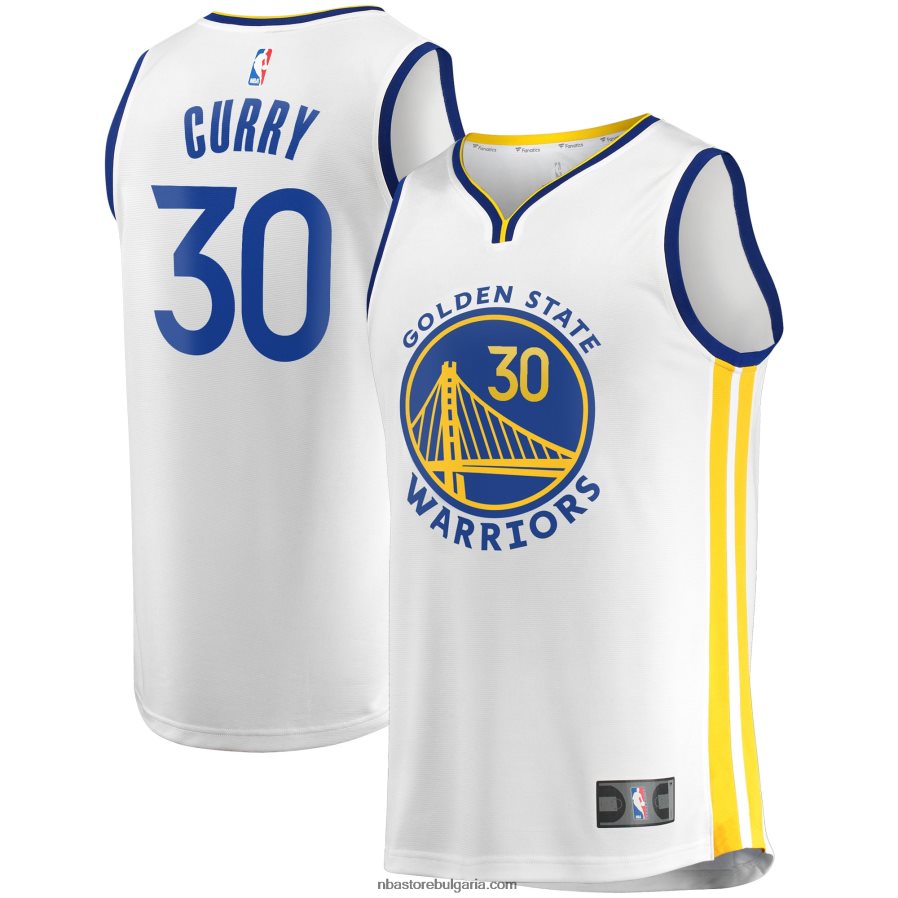NBA JZ8F02245 Голдън Стейт Уориърс Стивън Къри бяла файст брейк реплика на фланелка на играч