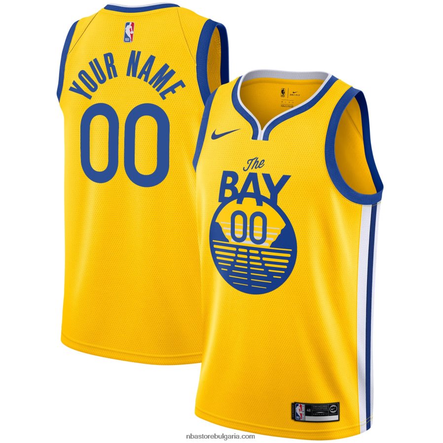 NBA JZ8F024127 golden state warriors nike жълта персонализирана фланелка swingman