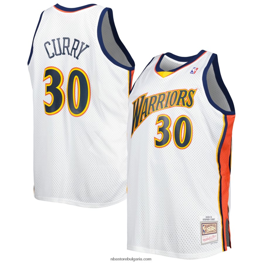NBA JZ8F024915 Голдън Стейт Уориърс Стивън Къри бяло голямо и високо класическо трико от твърда дървесина суингмен