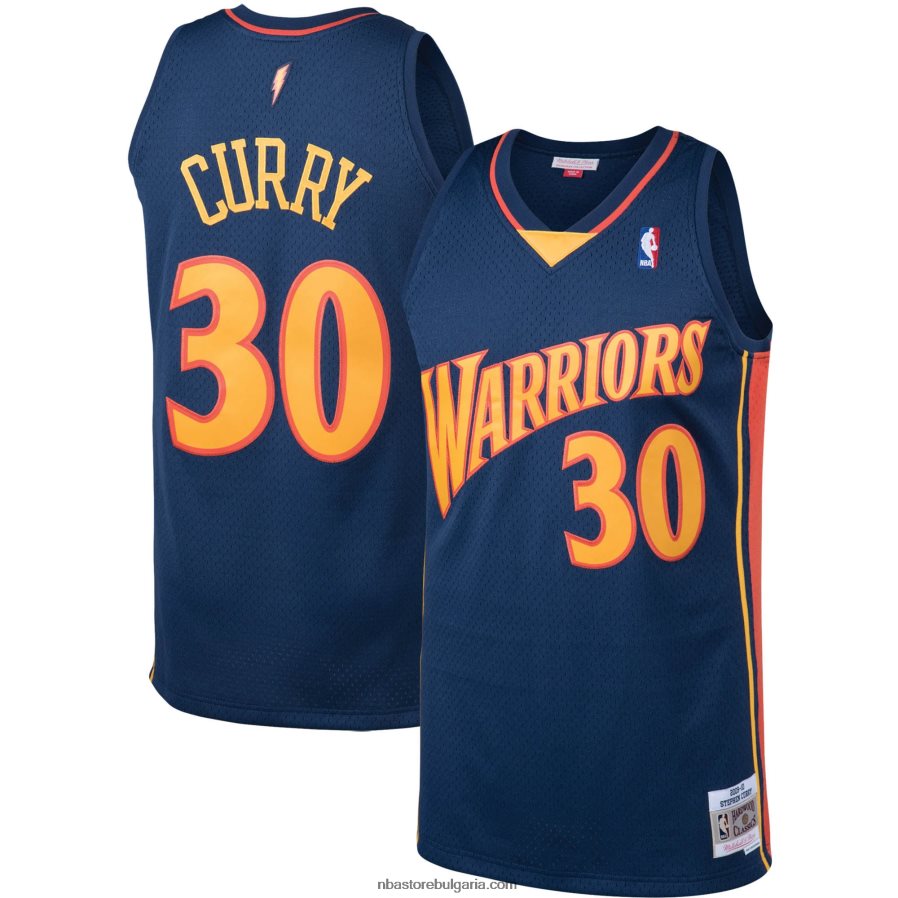 NBA JZ8F025969 golden state warriors stephen curry mitchell & ness navy big & tall hardwood classics dress