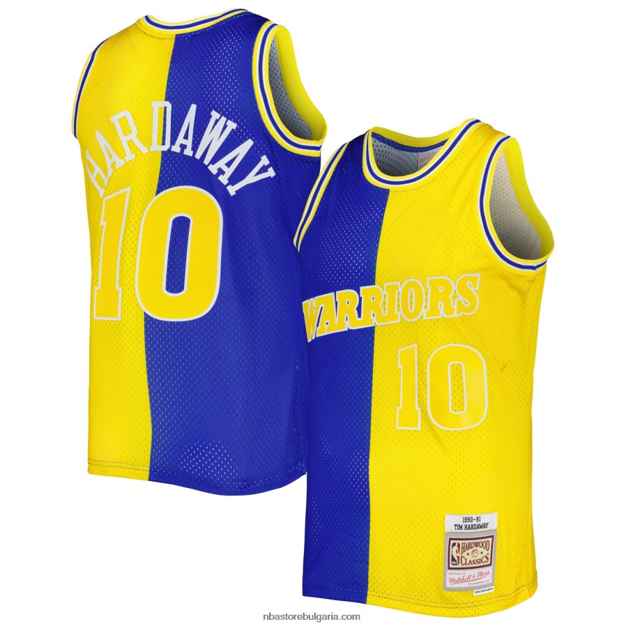 NBA JZ8F026783 golden state warriors tim hardaway royal/gold hardwood classics 1990-91 split swingman фланелка