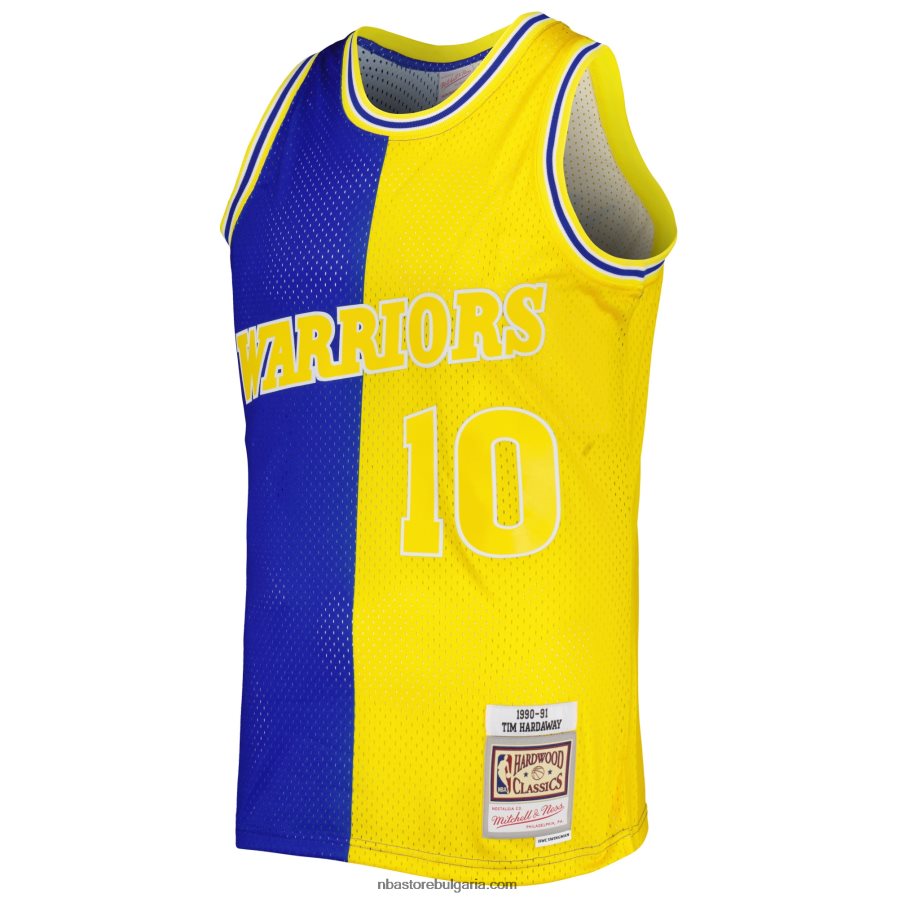 NBA JZ8F026783 golden state warriors tim hardaway royal/gold hardwood classics 1990-91 split swingman фланелка