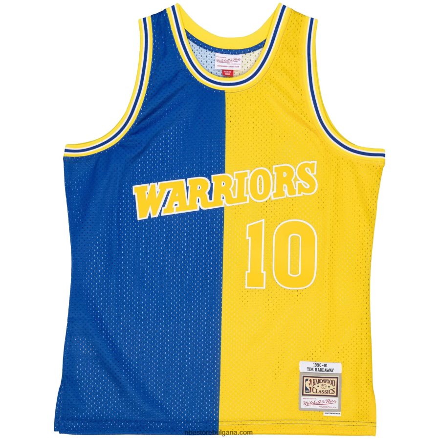 NBA JZ8F026783 golden state warriors tim hardaway royal/gold hardwood classics 1990-91 split swingman фланелка